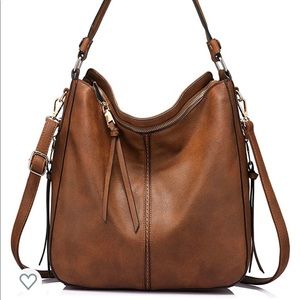 Faux-Leather Crossbody Bucket Bag